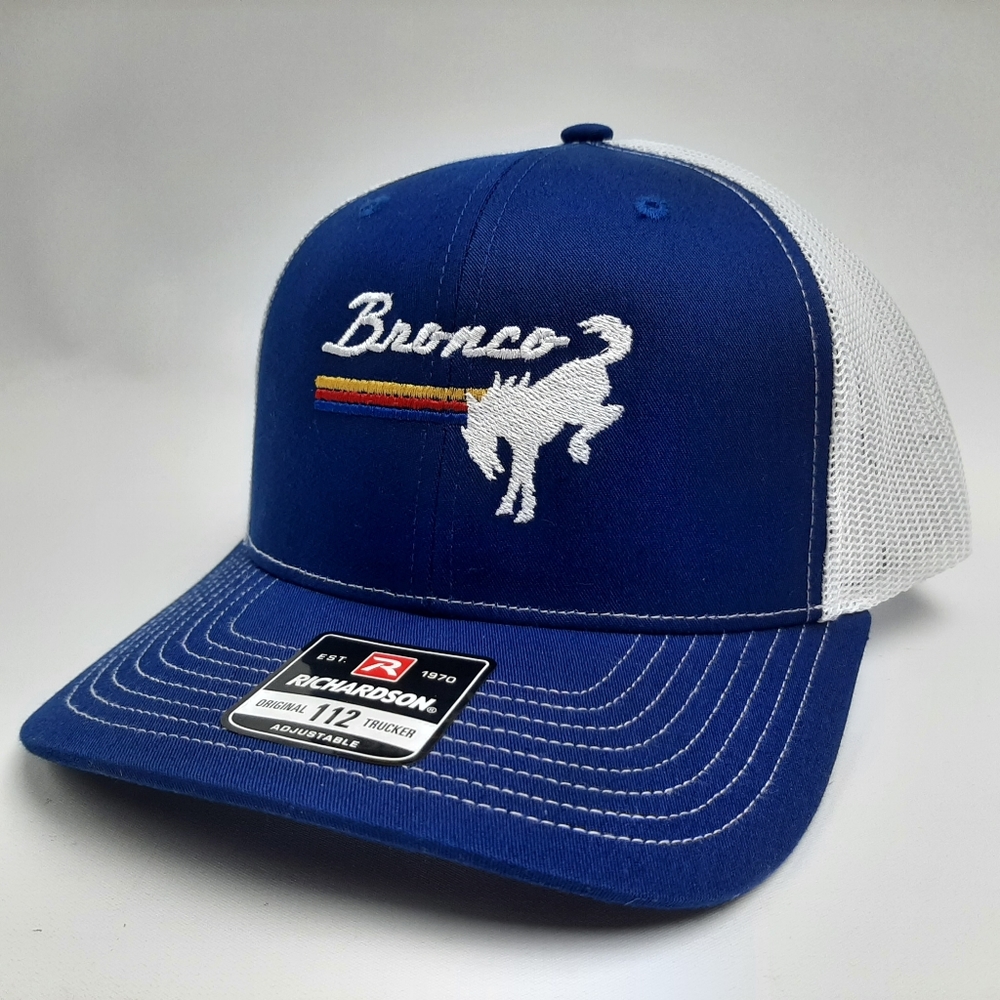 Bronco Richardson 112 Trucker Mesh Snapback Hat Cap Embroidered Blue
